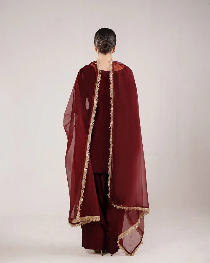 marron MK Suit 5 Days Stitching 50% Advance Payment