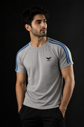 Grey T-Shirt – Textured Knitted Mesh Polyester