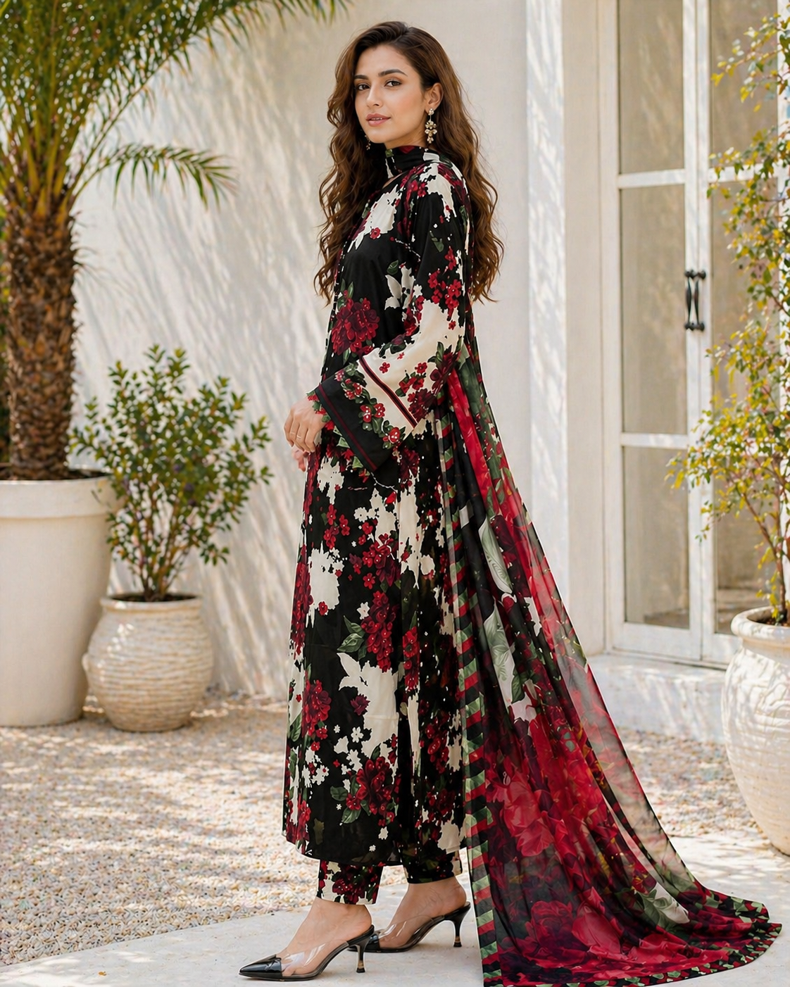 Unstitched Women Dress Linen 100% Quality Winter Fashion Trendy New Arrival Printed 3pc Dress For Women