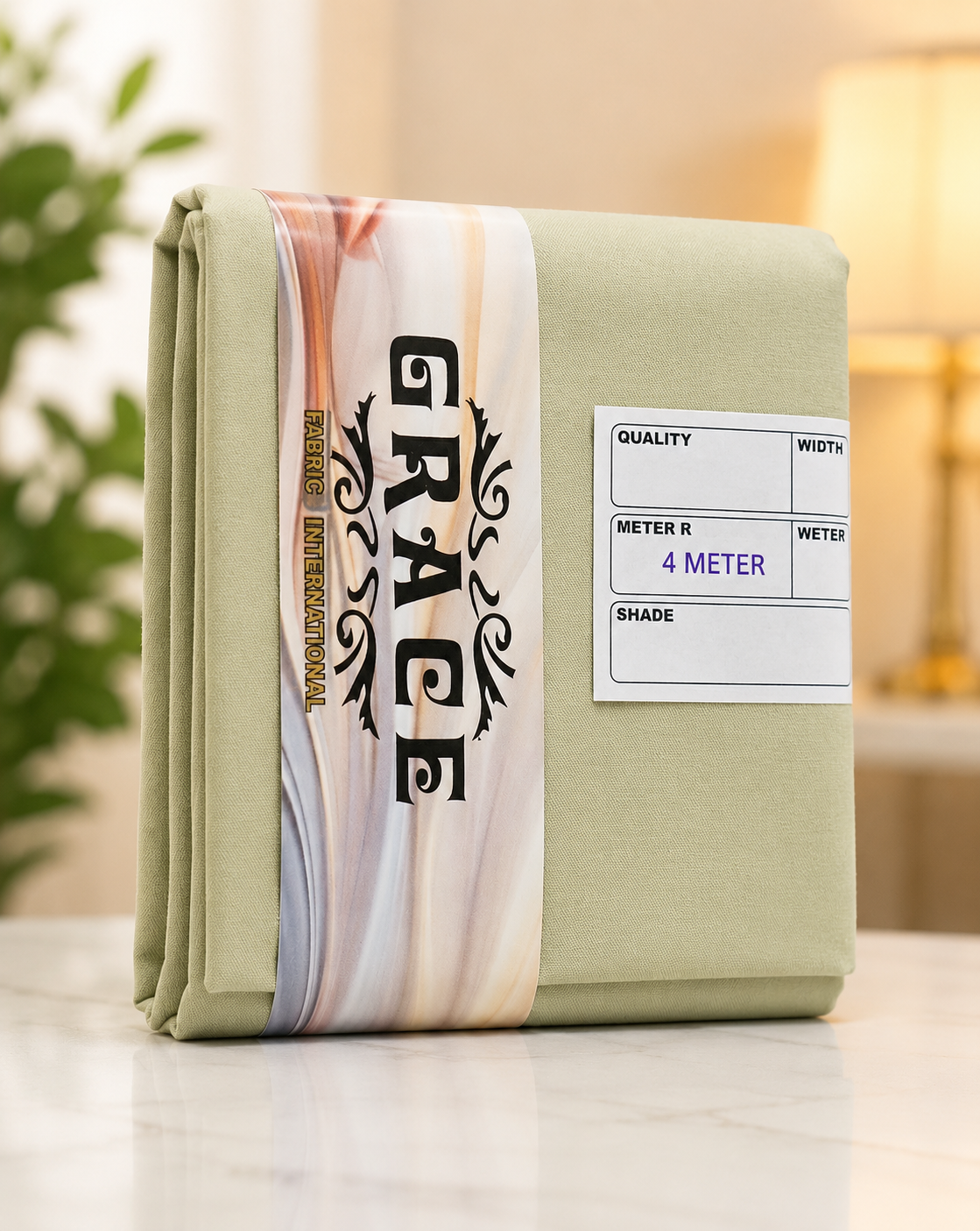 Grace Premium Wash and Wear Unstitched Suit Fabric Light Pistachio Green 4 Meter