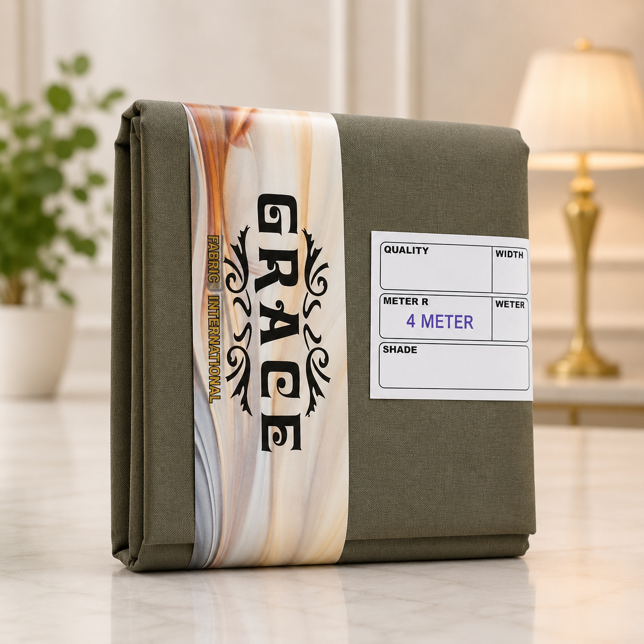 Grace Premium Wash and Wear Unstitched Suit Fabric Olive Grey 4 Meter