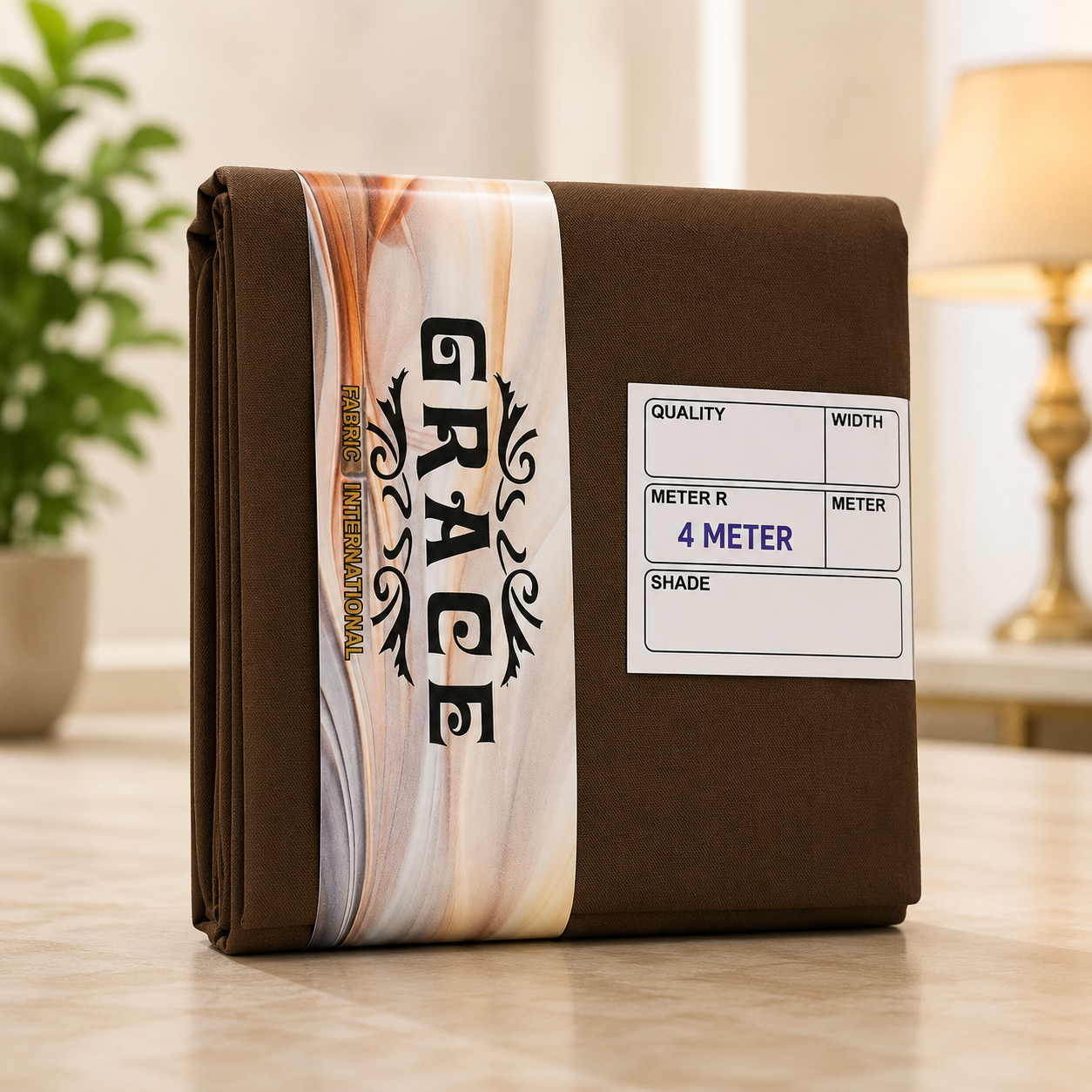 Grace Premium Wash and Wear Unstitched Suit Fabric Chocolate Brown 4 Meter