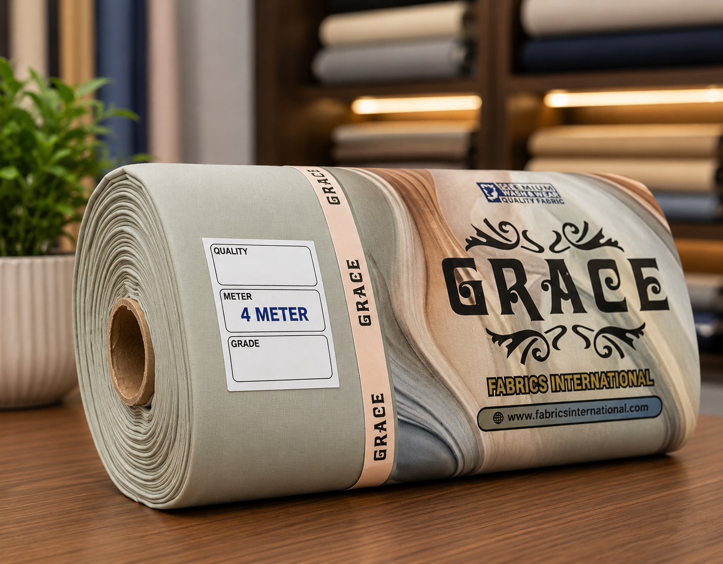 Grace Premium Wash and Wear Unstitched Suit Fabric Sage Grey 4 Meter