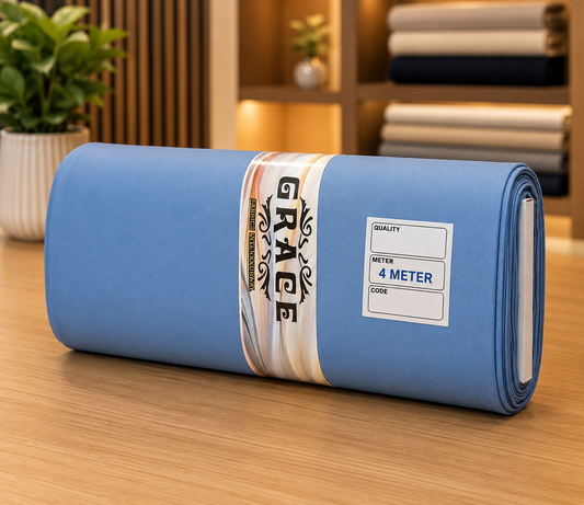 Grace Premium Wash and Wear Unstitched Suit Fabric Sky Blue Roll 4 Meter