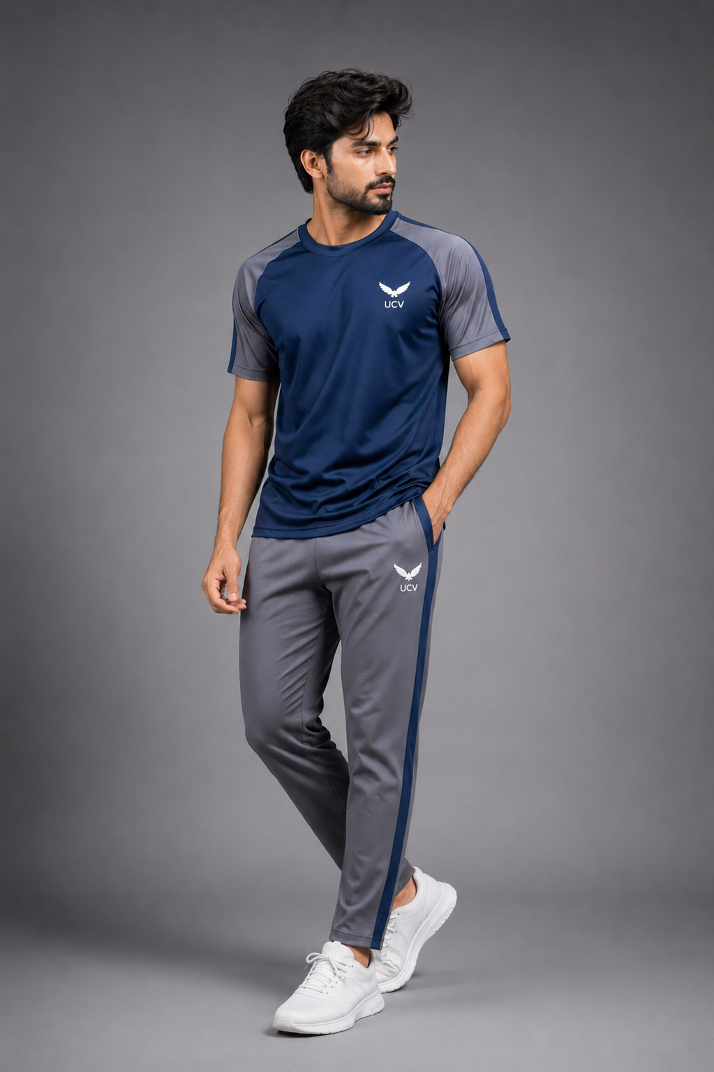 Premium Track Suit Navy & Grey – Polyester Dri Fit