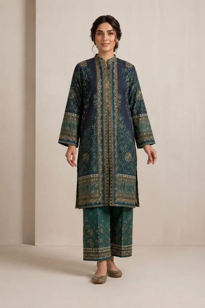 Women's Stitched 2 Piece Digital Printed Lawn Cotton Suit | Ready to Wear Ethnic Kurti & Straight Trouser | Premium Pakistani Ladies Dress