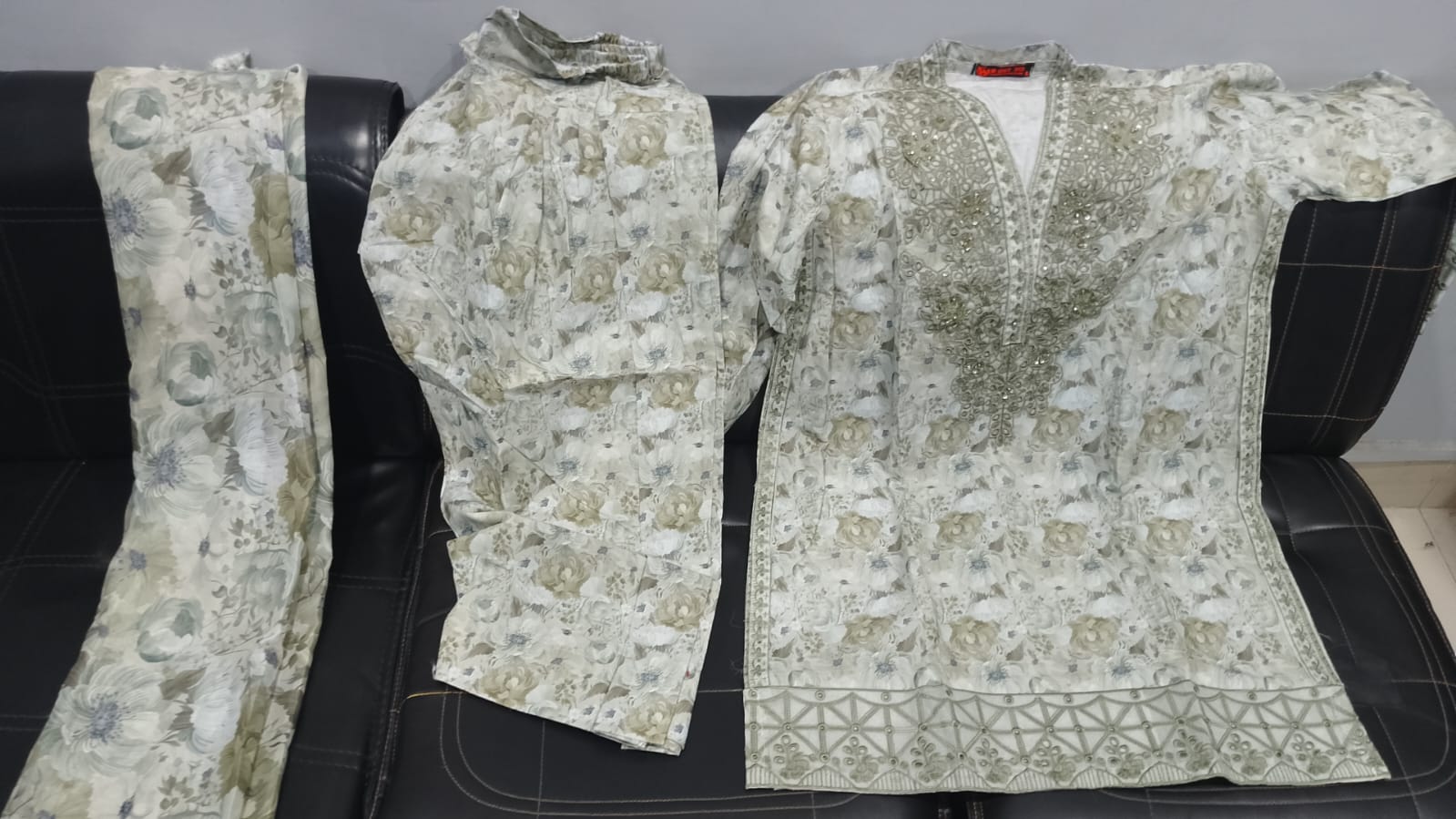 Women's Stitched 3 Piece Lawn Cotton Suit | Ready to Wear Floral Printed Embroidered Kurti, Matching Trouser & Printed Dupatta | Pakistani Ladies Dress